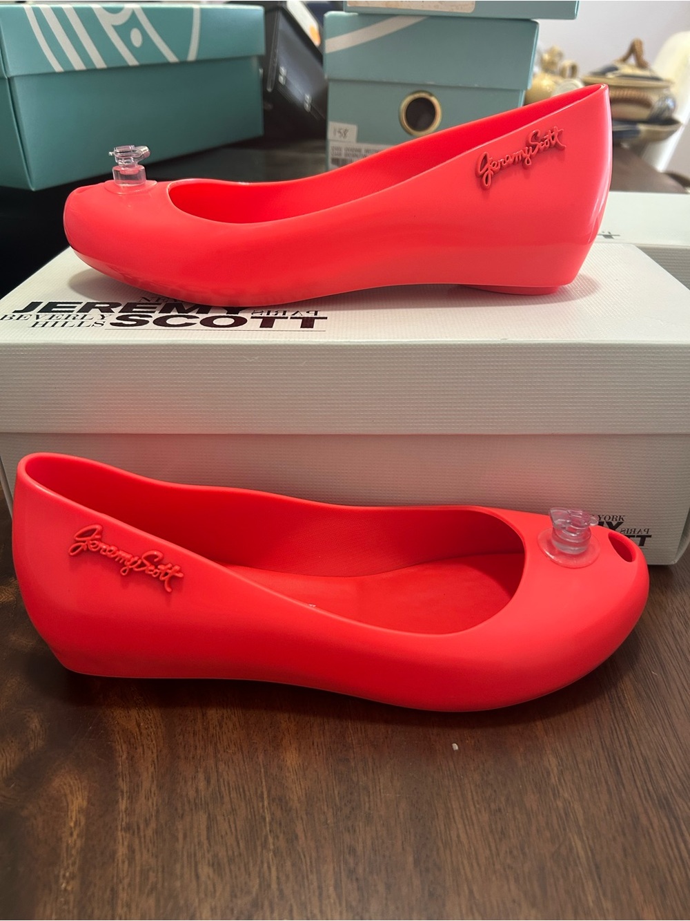 Jeremy Scott Melissa Orange Jelly Ballet Flats new in box